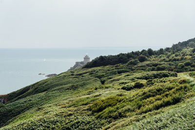 Scenic view of sea against clear sky