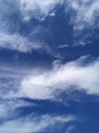 Low angle view of clouds in blue sky