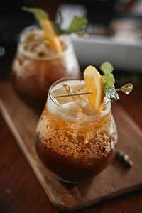 Close-up of drink on table