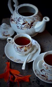 Close-up of coffee cup on table