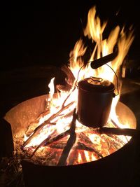 Close-up of bonfire at night