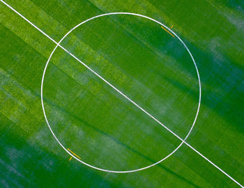 High angle view of soccer field