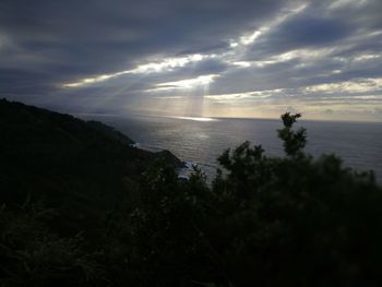 Scenic view of sea against sky at sunset