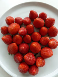 High angle view of strawberries in bowl