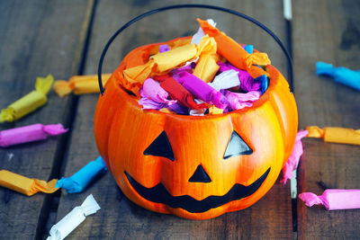 Close-up of pumpkin on table