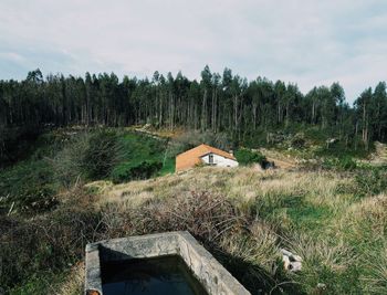 Scenic view of green landscape against sky