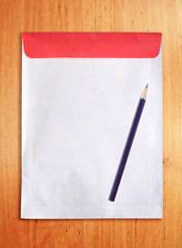 Directly above shot of pencil on table