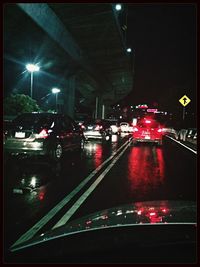 Traffic on road at night