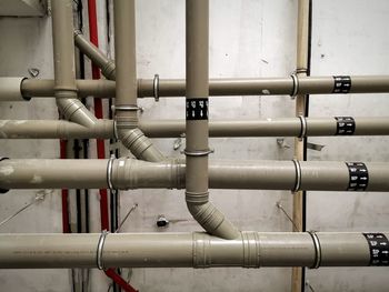 Close-up of pipes in factory