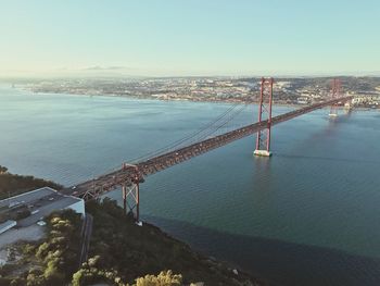 High angle view of suspension bridge