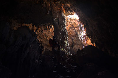 Low angle view of rock formation in cave