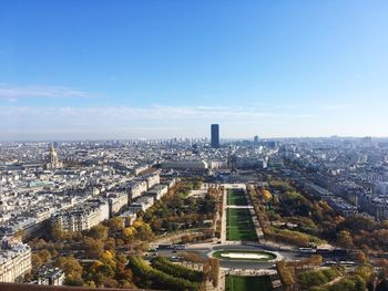 High angle view of buildings against sky