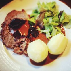 Close-up of food served in plate