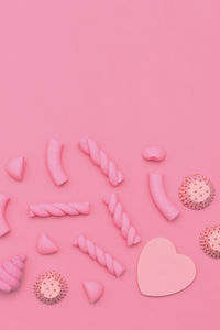 Pink sweets. candy mood. minimal flatlay art