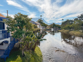 Bridge over river against sky