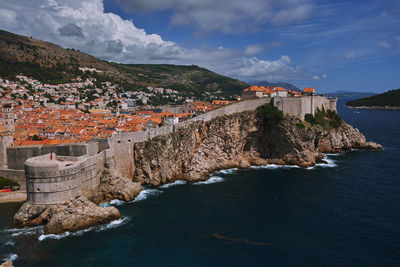 View over dubrovnik's old town and its town wall. 