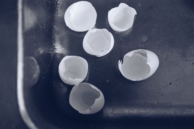 High angle view of broken glass on table