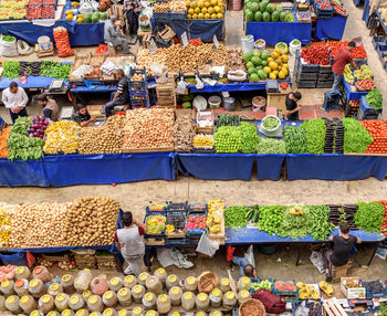 Various vegetables for sale at market stall