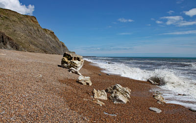 Scenic view of beach against sky