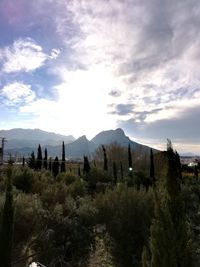 Scenic view of mountains against sky