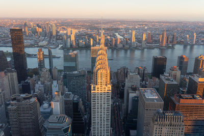 High angle view of buildings in city