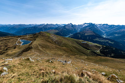 Scenic view of mountains against sky
