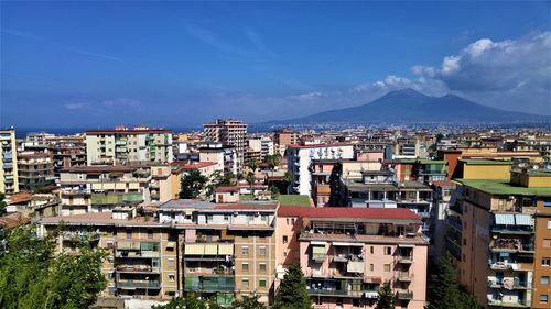 High angle view of townscape against sky