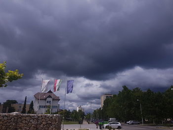 Storm clouds over city