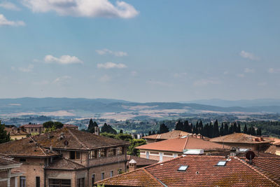 High angle view of townscape against sky