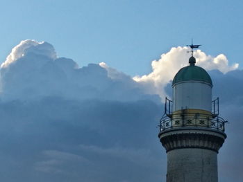 Low angle view of lighthouse against clear sky