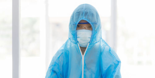 Woman wearing protective clothing