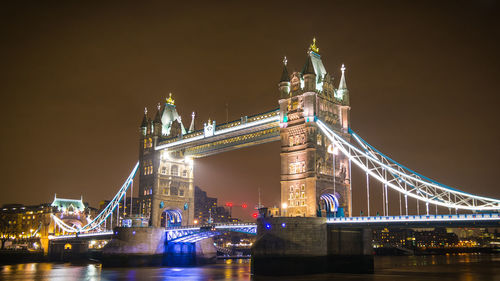 Bridge over river at night