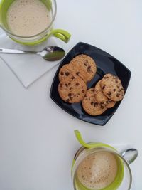 High angle view of coffee on table