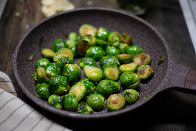 High angle view of vegetables in bowl on table