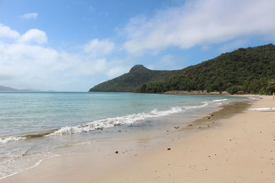 Scenic view of beach against sky