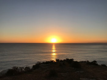 Scenic view of sea against sky during sunset