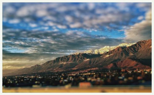 Scenic view of mountains against sky