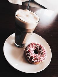 Close-up of coffee served on table