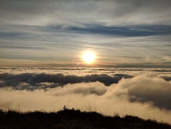 Scenic view of landscape against sky during sunset