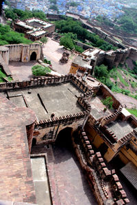 High angle view of buildings in city