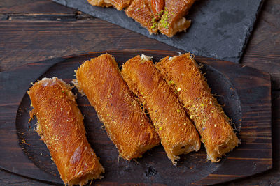 High angle view of fish on table