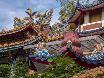 Low angle view of traditional building against sky