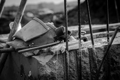 Close-up of metal at construction site