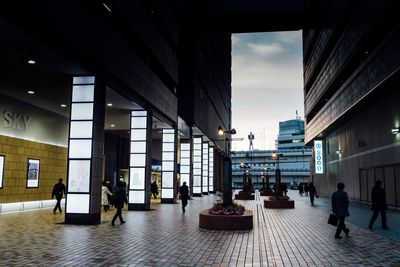 View of illuminated buildings against sky