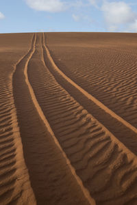 Sand dune in desert against sky