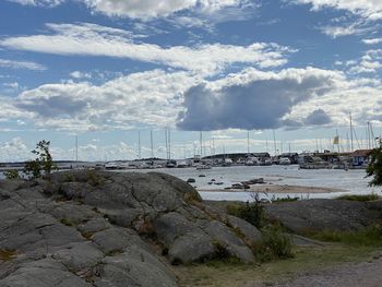 Scenic view of beach against sky