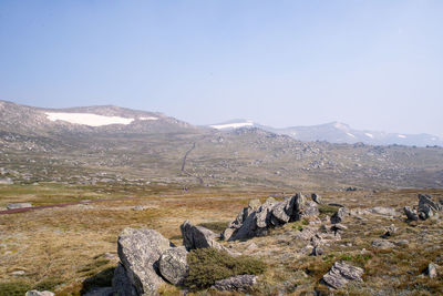 Scenic view of landscape against clear sky