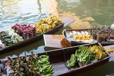 High angle view of food for sale in market