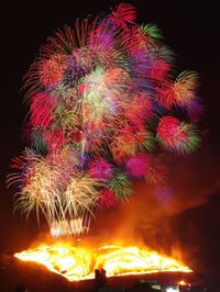 Low angle view of firework display at night