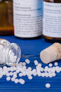 Close-up of bottles on table